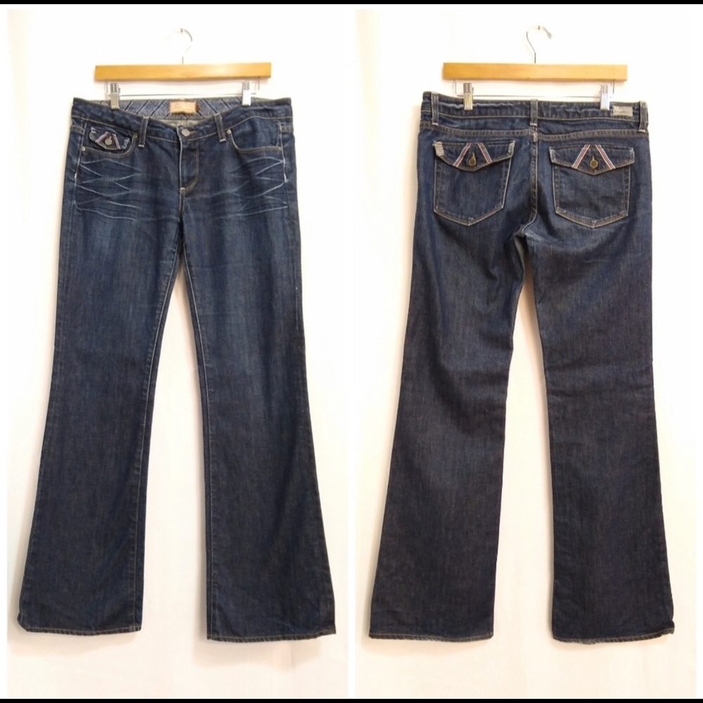 PAIGE Fairfax boot cut dark wash striped pocket